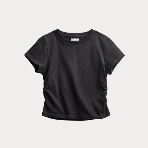 Premium Women's Cotton Crop T-Shirt – Solid Color Slim Fit O-Neck Short Tee for Summer
